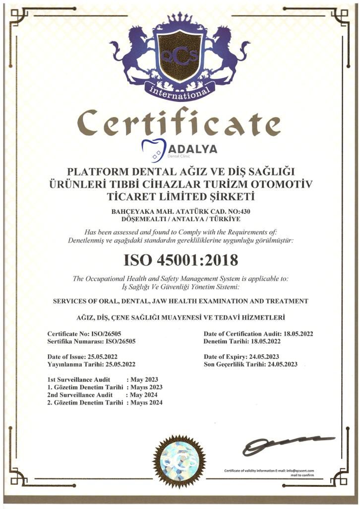 adalya dental clinic certificate 1