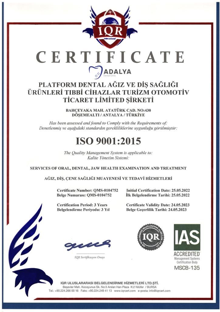 adalya dental clinic certificate 2