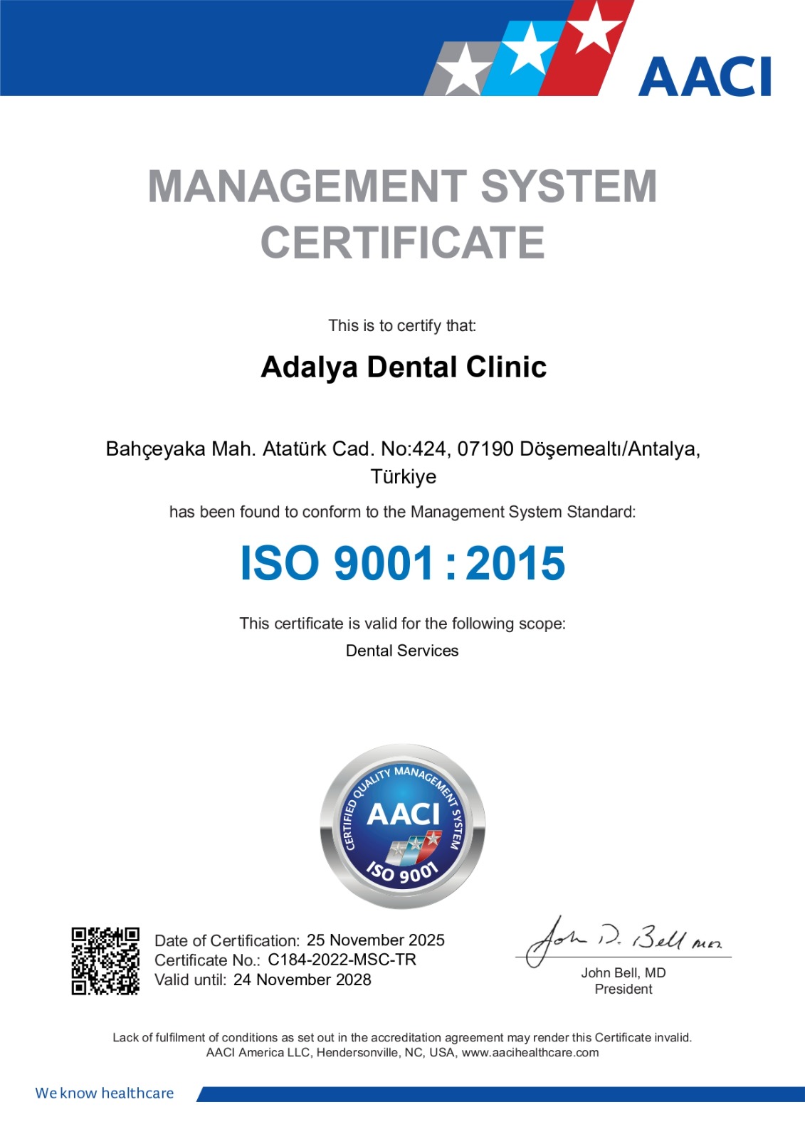 adalya dental clinic aaci certificate 4